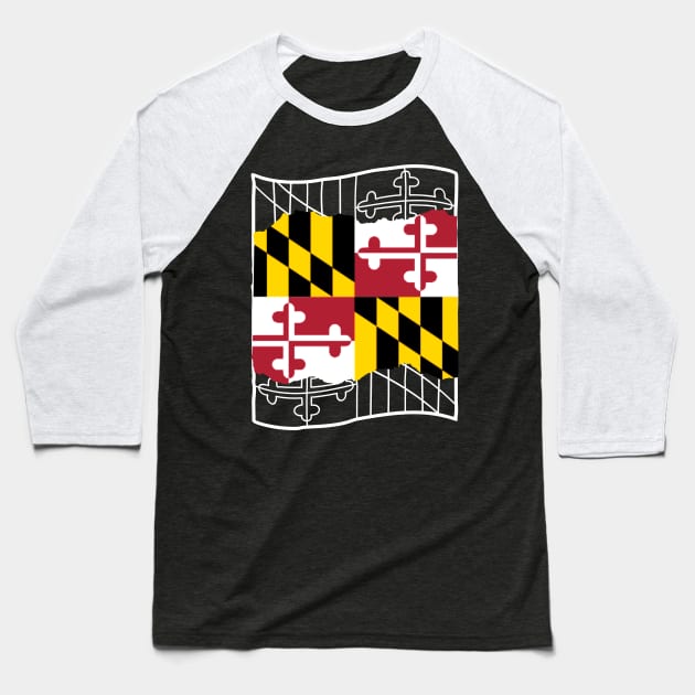 MARYLAND FLAG OUTLINE DESGIN Baseball T-Shirt by The C.O.B. Store